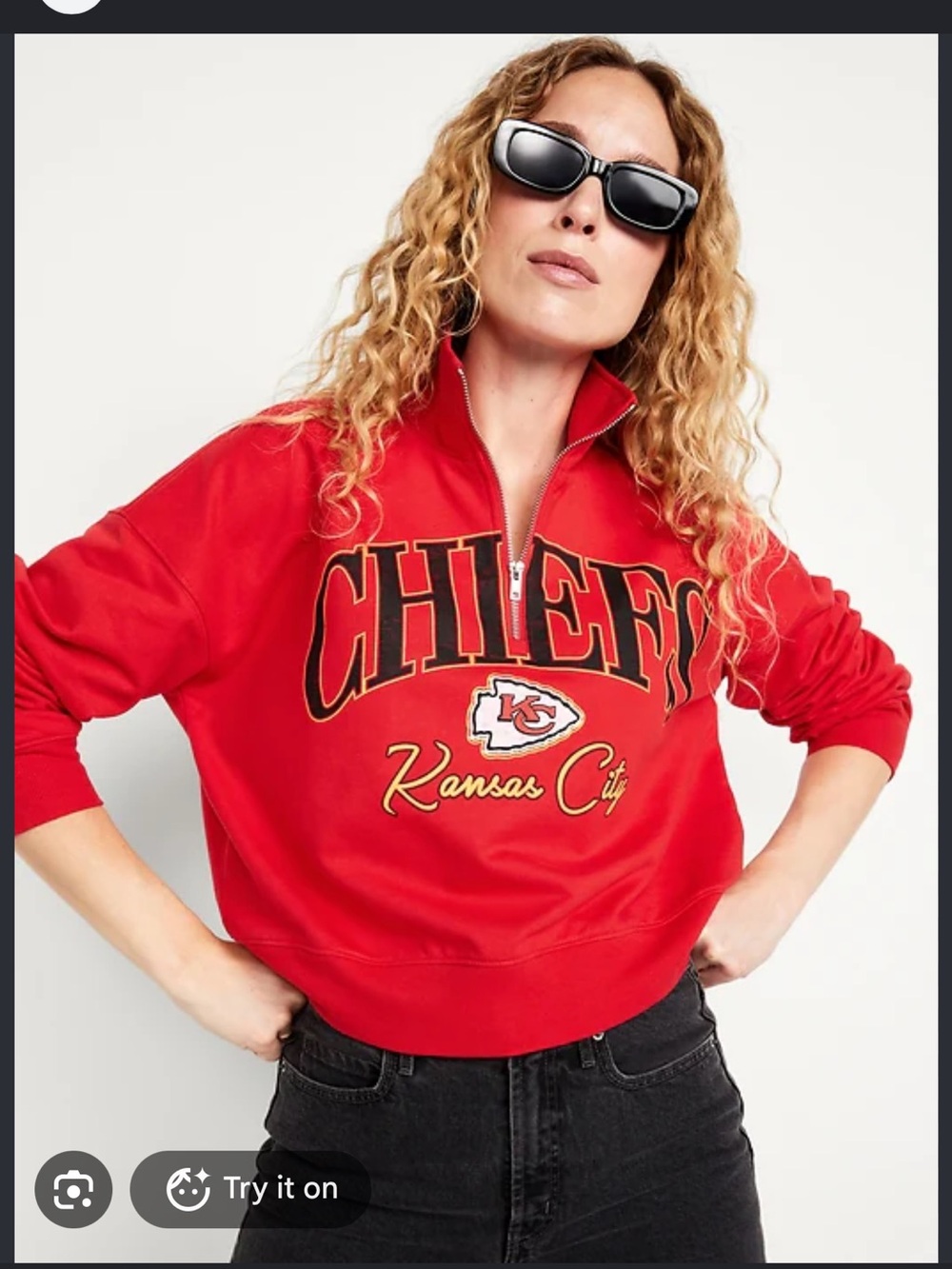 Kansas City Chiefs Red Half-Zip Pullover Sweatshirt- Women’s XXXL